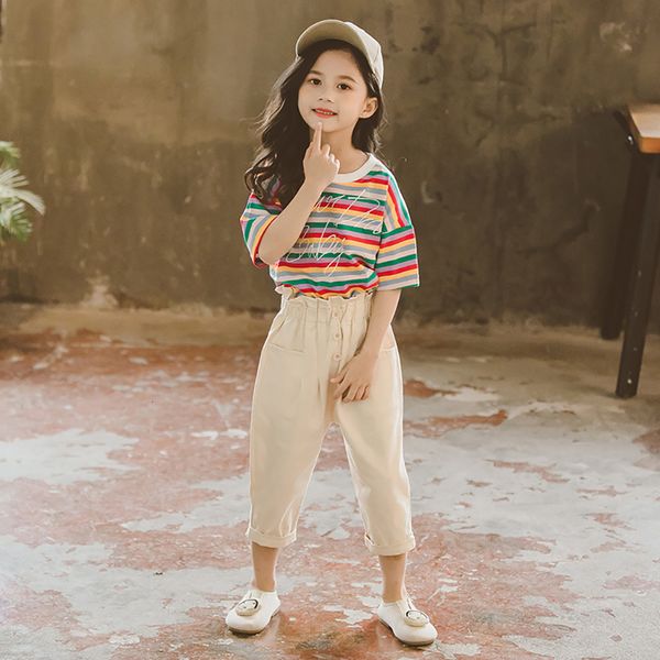 2021 children's summer sportswear set clothing for girls style ctton short sleeve stripe radish pants two piece suit ey2x, White
2021 children's summer sportswear set clothing for girls style ctton short sleeve stripe radish pants two piece suit ey2x, White
