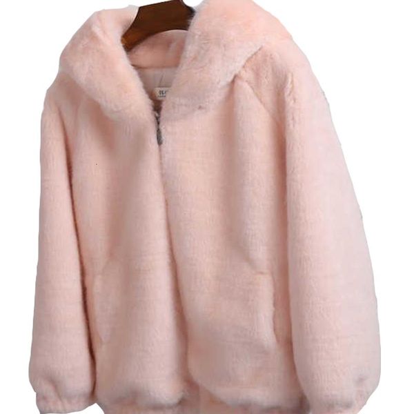 women's fur & faux winter korean version of loose imitation mink women hooded jacket solid color thick zipper warm pocket sweet girl co, Black
women's fur & faux winter korean version of loose imitation mink women hooded jacket solid color thick zipper warm pocket sweet girl co, Black