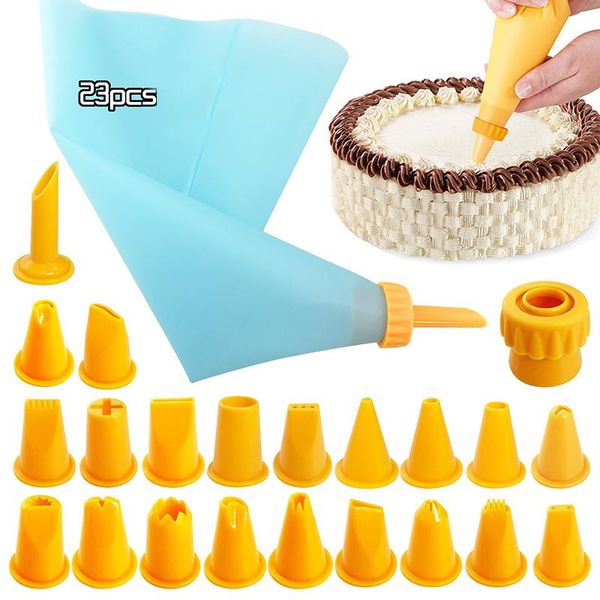 23pcs cake decorating kit plastic reusable piping nozzle pastry tip for baking silicone pastry bag cake decorating tools
23pcs cake decorating kit plastic reusable piping nozzle pastry tip for baking silicone pastry bag cake decorating tools