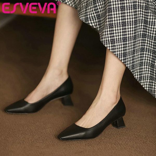 esveva 2021 western style women pumps shoes pointed toe slip on square med heels elegant shoes women shallow black 34-43
esveva 2021 western style women pumps shoes pointed toe slip on square med heels elegant shoes women shallow black 34-43