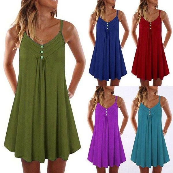 casual dresses womens summer solid tunic dress a line strape mini beach sundress v-neck sleeveless breathable button plus size, Black;gray
casual dresses womens summer solid tunic dress a line strape mini beach sundress v-neck sleeveless breathable button plus size, Black;gray