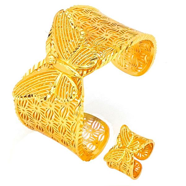 bangle butterfly saudi arabia for women 24k gold color hyperbole african india bracelet with ring dubai bridal wedding gifts, Black
bangle butterfly saudi arabia for women 24k gold color hyperbole african india bracelet with ring dubai bridal wedding gifts, Black