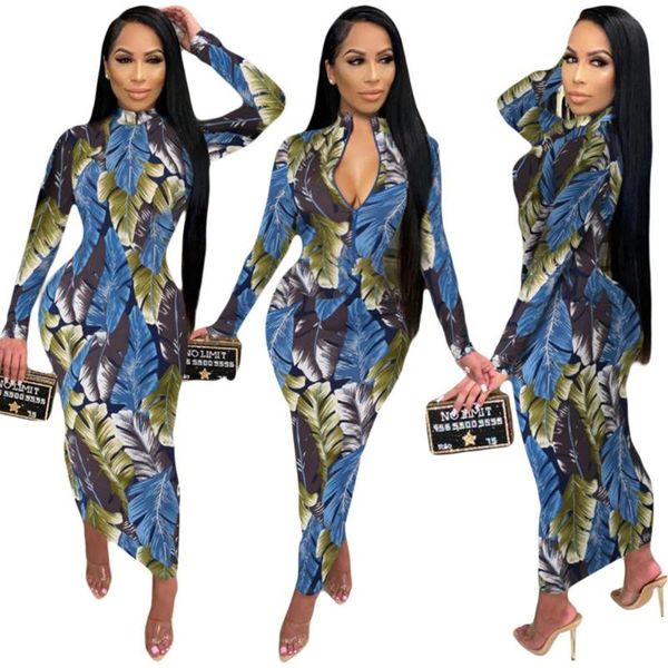 casual dresses floral leaves print zipper long sleeves bodycon maxi dress arrival spring and autumn women clothes, Black;gray
casual dresses floral leaves print zipper long sleeves bodycon maxi dress arrival spring and autumn women clothes, Black;gray