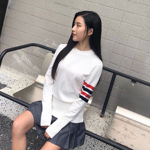design clothing 21 autumn contrast stripe sleeve white basic pullover round neck long sleeve sweater college style qingdao, White;black
design clothing 21 autumn contrast stripe sleeve white basic pullover round neck long sleeve sweater college style qingdao, White;black