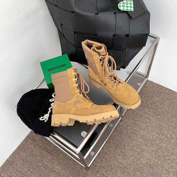 autumn winter arc de triomphe thick soled martin boots leather frosted lace up splicing canvas thin locomotive boots, Black
autumn winter arc de triomphe thick soled martin boots leather frosted lace up splicing canvas thin locomotive boots, Black
