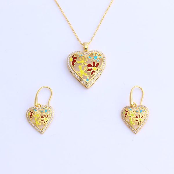 earrings & necklace beauty flower enamel jewelry set for women colorful elegant heart, Silver
earrings & necklace beauty flower enamel jewelry set for women colorful elegant heart, Silver