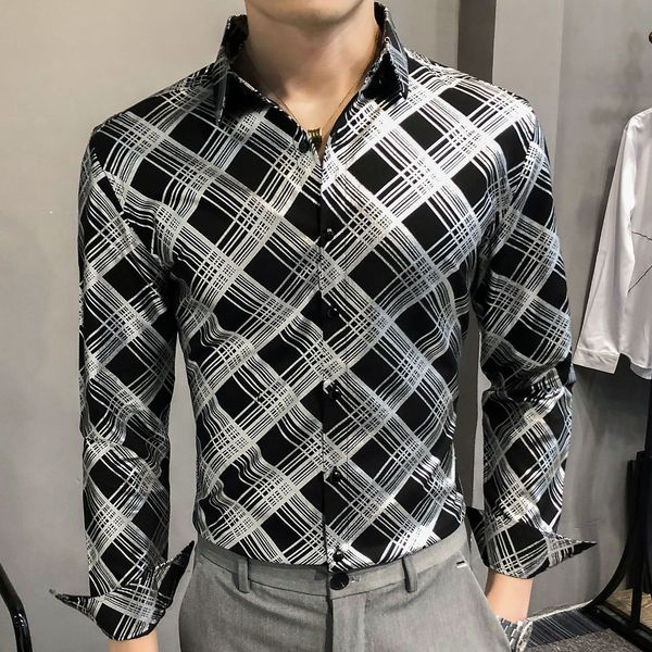 new 2021 spring lattice sier long sleeve grid men camisa social masculina night club/party/prom shirt q9tr, White;black
new 2021 spring lattice sier long sleeve grid men camisa social masculina night club/party/prom shirt q9tr, White;black