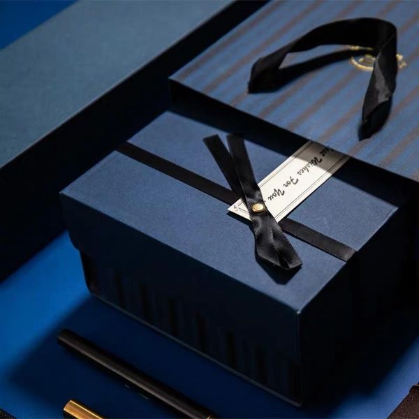 navy blue gift box with lid & ribbon(foldable) 21x15x7cm recyclable, solid and durable perfect for wrapping, birthday, parties
navy blue gift box with lid & ribbon(foldable) 21x15x7cm recyclable, solid and durable perfect for wrapping, birthday, parties