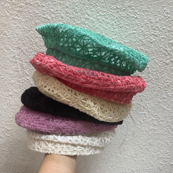 beanies women's beret french artist plain knitted hat casual thin cotton