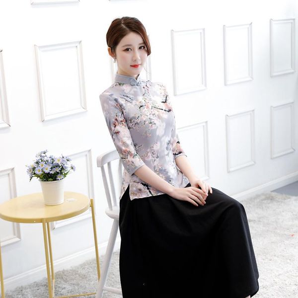 new arrival chinese tradition women's blouse rayon shirt print floral handmade button clothing plus size s l xl xxl 3xl, White
new arrival chinese tradition women's blouse rayon shirt print floral handmade button clothing plus size s l xl xxl 3xl, White