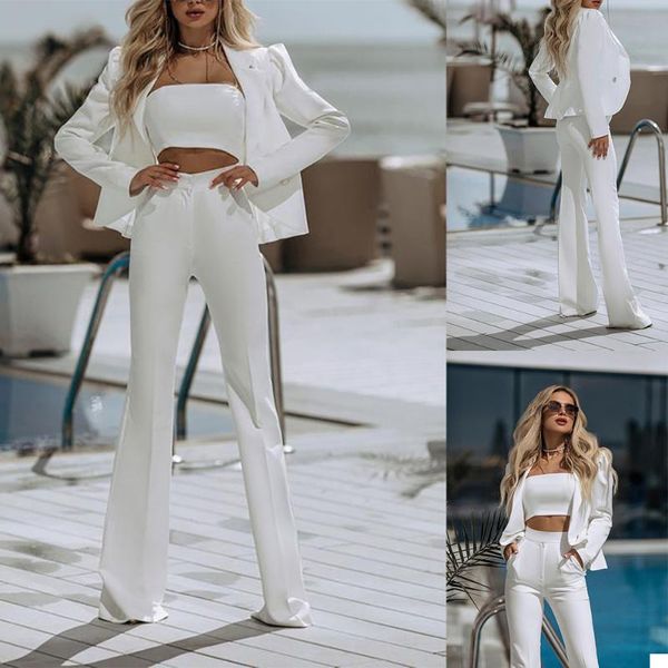 women's two piece pants fashion chic women 3 pieces set blazer elegant notched lapel custom made jacket slim fit casual daily office la, White
women's two piece pants fashion chic women 3 pieces set blazer elegant notched lapel custom made jacket slim fit casual daily office la, White