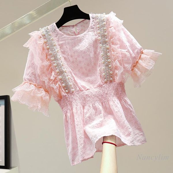 women's blouses & shirts lace blouse women embroidered shirt 2021 summer korean style cotton and linen beaded ruffled solid color waist, White
women's blouses & shirts lace blouse women embroidered shirt 2021 summer korean style cotton and linen beaded ruffled solid color waist, White