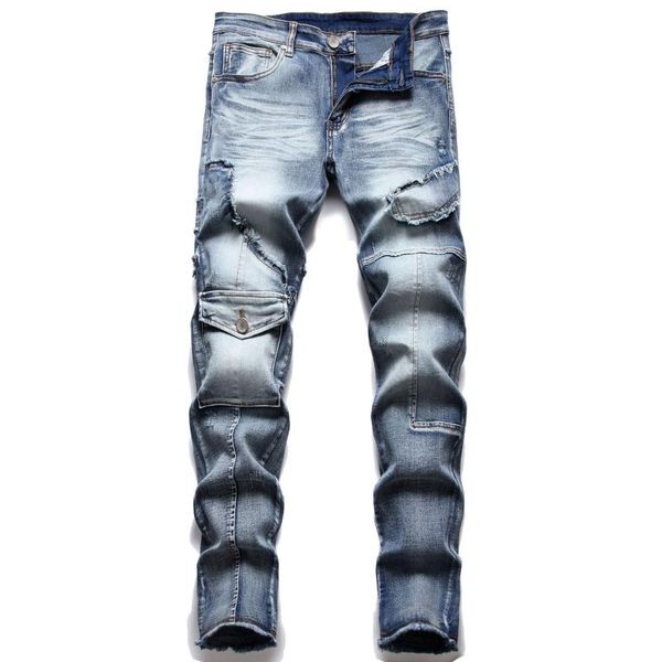 men's jeans 2021 autumn spring skateboard streetwear hip hop punk stretch bike trendy skinny pencil straight denim trouers, Blue
men's jeans 2021 autumn spring skateboard streetwear hip hop punk stretch bike trendy skinny pencil straight denim trouers, Blue