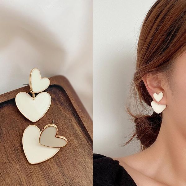 dangle & chandelier 2021 fashion korean drop earrings for women white enamel double heart jewelry female earring girls gift, Silver
dangle & chandelier 2021 fashion korean drop earrings for women white enamel double heart jewelry female earring girls gift, Silver