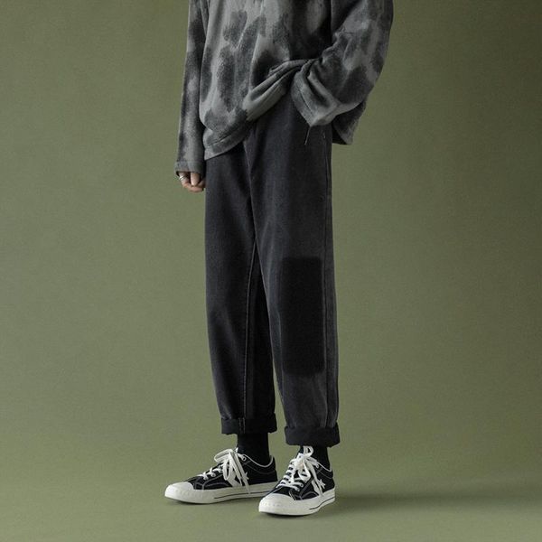 men's jeans korean men fashion patchwork man casual harem pants harajuku denim loose straight trousers male black 2xl, Blue 
men's jeans korean men fashion patchwork man casual harem pants harajuku denim loose straight trousers male black 2xl, Blue