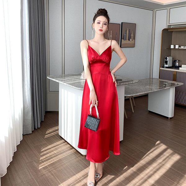 casual dresses red summer clothes, fashion, 2021, Black;gray