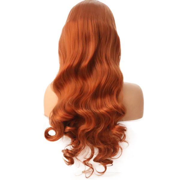 body wave 24 inches orange color wig glueless synthetic lace front wig with baby hair heat resistant hair fashion women cosplay, Black
body wave 24 inches orange color wig glueless synthetic lace front wig with baby hair heat resistant hair fashion women cosplay, Black