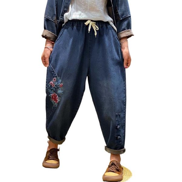 women's jeans fairynatural spring autumn chinese style women flowers print denim pants ladies loose casual retro harem trousers cotton, Blue
women's jeans fairynatural spring autumn chinese style women flowers print denim pants ladies loose casual retro harem trousers cotton, Blue