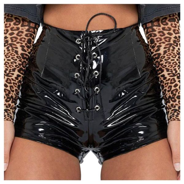 women's shorts faux pu leather women pants lace up high waist female bandage mini buttoms #py, White;black
women's shorts faux pu leather women pants lace up high waist female bandage mini buttoms #py, White;black