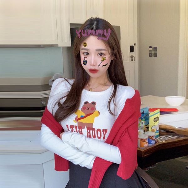 2021 Top quality Spring Long Little Bear Print White t Shirt Women Cute Knitted Cardigans Crop Shirts Basic Tops 2 Piece Set R2VV
2021 Top quality Spring Long Little Bear Print White t Shirt Women Cute Knitted Cardigans Crop Shirts Basic Tops 2 Piece Set R2VV