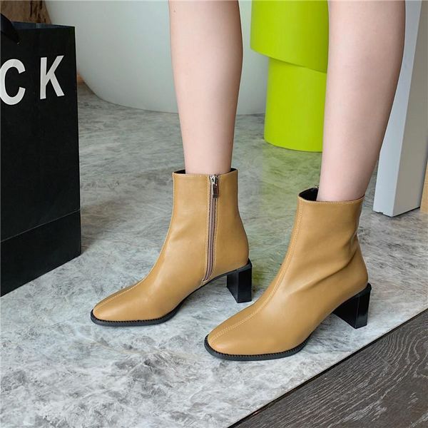 boots fashion women round toe black/white/brown ankle booties thick high heels side zipper winter
boots fashion women round toe black/white/brown ankle booties thick high heels side zipper winter