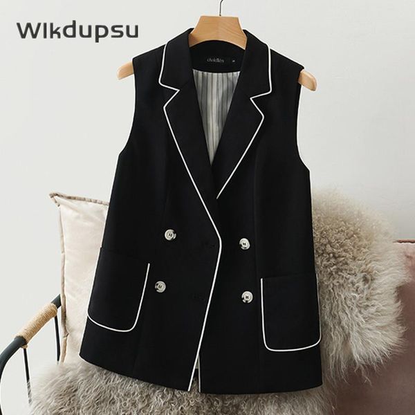 women's vests 2021 sleeveless vest spring autumn plus size xxl waistcoat jacket coat blazer female vintage gilet femme top, Black;white
women's vests 2021 sleeveless vest spring autumn plus size xxl waistcoat jacket coat blazer female vintage gilet femme top, Black;white