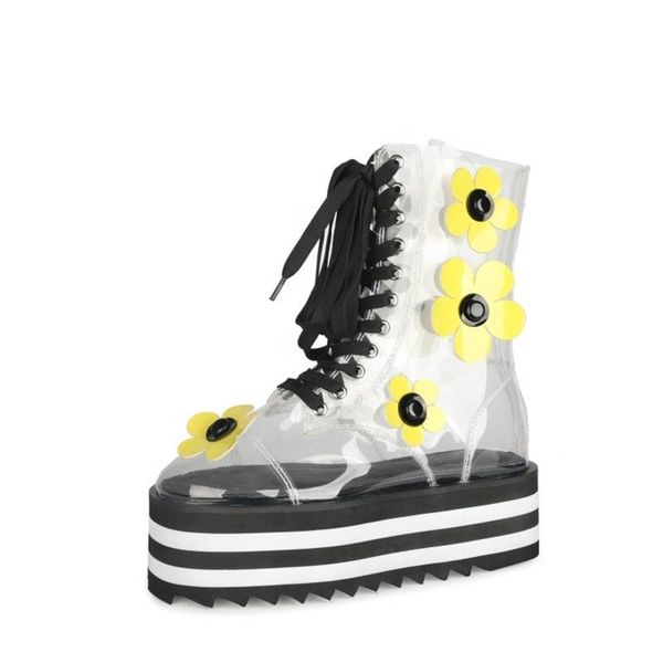 boots girl's lovely flower print clear sandal lace thick sole platform short big size 45 height increasing shoes women, Black
boots girl's lovely flower print clear sandal lace thick sole platform short big size 45 height increasing shoes women, Black