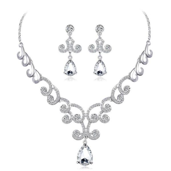 earrings & necklace dubai vintage style elegant women african jewelry set crystal stud for bridal wedding party, Silver
earrings & necklace dubai vintage style elegant women african jewelry set crystal stud for bridal wedding party, Silver