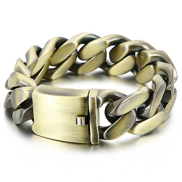 link, chain fashion 21mm 8.66inch bronzed 316l stainless steel curb cuban link wrist bracelet for strong men jewelry, Black 
link, chain fashion 21mm 8.66inch bronzed 316l stainless steel curb cuban link wrist bracelet for strong men jewelry, Black