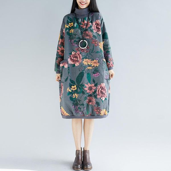 casual dresses autumn winter women cotton linen dress literature floral turtleneck long-sleeved loose yoyikamomo, Black;gray
casual dresses autumn winter women cotton linen dress literature floral turtleneck long-sleeved loose yoyikamomo, Black;gray