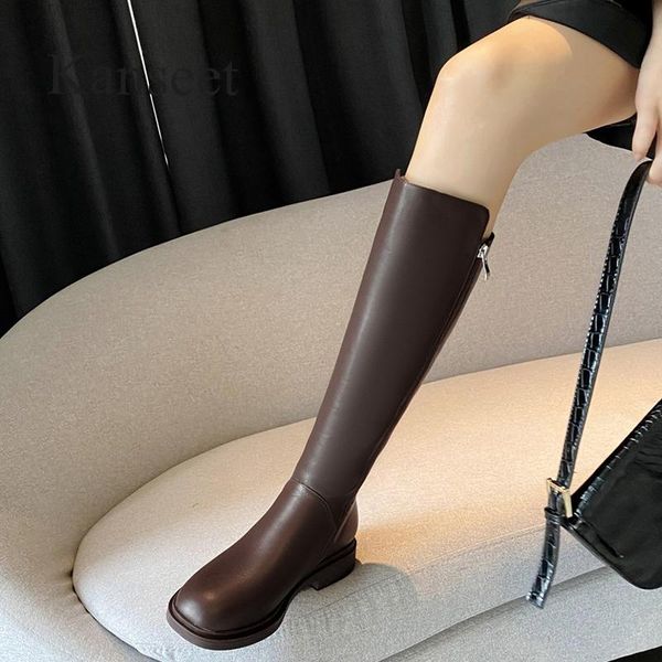 boots kanseet women knee high autumn winter shoes round toe cow leather handmade brown mid heels zip riding 40, Black
boots kanseet women knee high autumn winter shoes round toe cow leather handmade brown mid heels zip riding 40, Black
