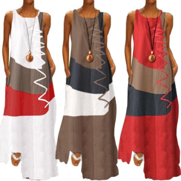 casual dresses women vintage o neck sleeveless color block wavy line pockets long loose dress with, Black;gray
casual dresses women vintage o neck sleeveless color block wavy line pockets long loose dress with, Black;gray