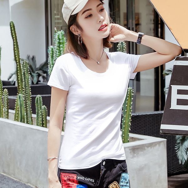 women slim t-shirt short sleeve summer o-neck solid tee shirts loose casual female oversized streetwear harajuku, White
women slim t-shirt short sleeve summer o-neck solid tee shirts loose casual female oversized streetwear harajuku, White