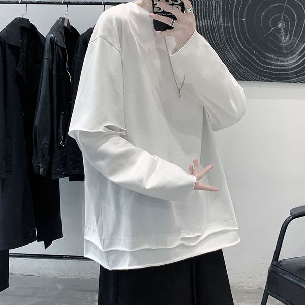 2021 new spring cotton fake two-piece t-shirt men's fashion casual o-neck t shirt men streetwear korean hip-hop long-sleeved tshirt men, White;black
2021 new spring cotton fake two-piece t-shirt men's fashion casual o-neck t shirt men streetwear korean hip-hop long-sleeved tshirt men, White;black