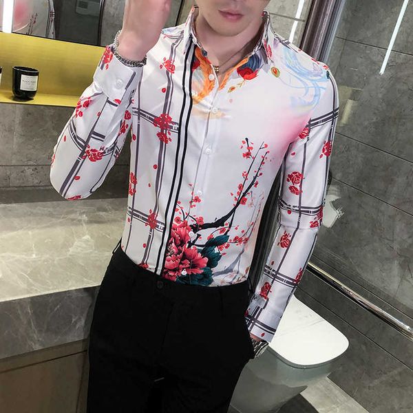 fashion floral shirts for men autumn long sleeve casual shirt slim fit streetwear social nightclub blouse camisa masculina 210527, White;black
fashion floral shirts for men autumn long sleeve casual shirt slim fit streetwear social nightclub blouse camisa masculina 210527, White;black
