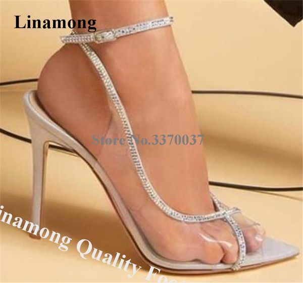 dress shoes linamong bling rhinestone thin straps pvc stiletto heel pumps pointed open toe transparent crystal high heels, Black
dress shoes linamong bling rhinestone thin straps pvc stiletto heel pumps pointed open toe transparent crystal high heels, Black