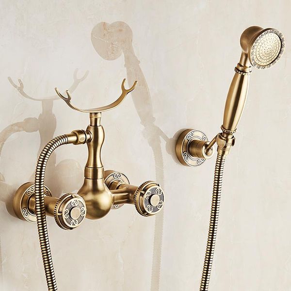 impeu bathroom shower faucet set, bathtub shower head + hand spray, antique brass color, solid brass material
impeu bathroom shower faucet set, bathtub shower head + hand spray, antique brass color, solid brass material
