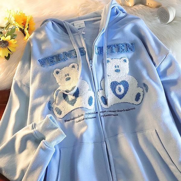 women's hoodies & sweatshirts cute embroidery bear oversized plus velvet sweatshirt ulzzang harajuku vintage blue zipper hoodie y2k swe, Black
women's hoodies & sweatshirts cute embroidery bear oversized plus velvet sweatshirt ulzzang harajuku vintage blue zipper hoodie y2k swe, Black