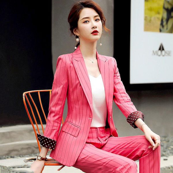 women's two piece pants korea fashion elegant ladies set women stripe pattern slim blazer and straight-leg clothes ls085, White
women's two piece pants korea fashion elegant ladies set women stripe pattern slim blazer and straight-leg clothes ls085, White