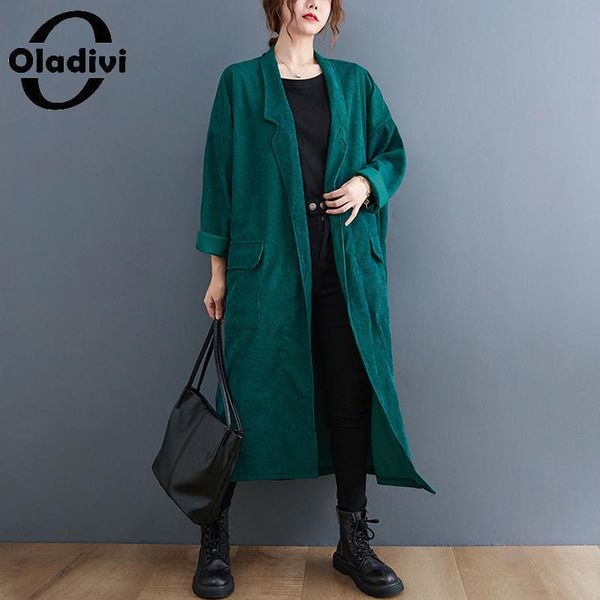 women's trench coats oladivi oversized women long corduroy coat spring autumn outerwears ladies casual loose overcoat 9350 4xl 5xl 6xl, Tan;black
women's trench coats oladivi oversized women long corduroy coat spring autumn outerwears ladies casual loose overcoat 9350 4xl 5xl 6xl, Tan;black
