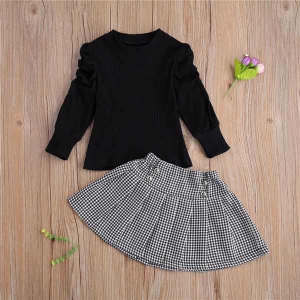 kids girls fashion 2-piece outfit set puff sleeve solid color knitted and plaid skirt set for 1-7t, White
kids girls fashion 2-piece outfit set puff sleeve solid color knitted and plaid skirt set for 1-7t, White
