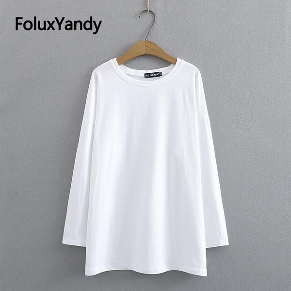 women's t-shirt solid women basic long sleeve o-neck plus size casual spring autumn kkfy5284, White
women's t-shirt solid women basic long sleeve o-neck plus size casual spring autumn kkfy5284, White