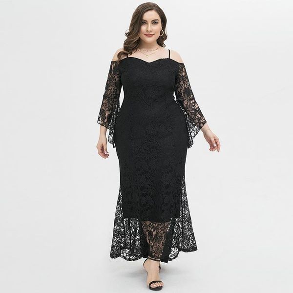 casual dresses plus size lace dress black maxi party off shoulder full sleeve big elegant women1, Black;gray
casual dresses plus size lace dress black maxi party off shoulder full sleeve big elegant women1, Black;gray