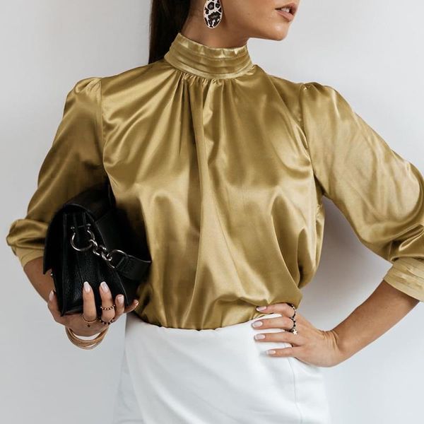 women's blouses & shirts celmia women satin elegant tunic 2021 fashion solid high collar silk long sleeve party blusas femininas 5xl, White
women's blouses & shirts celmia women satin elegant tunic 2021 fashion solid high collar silk long sleeve party blusas femininas 5xl, White