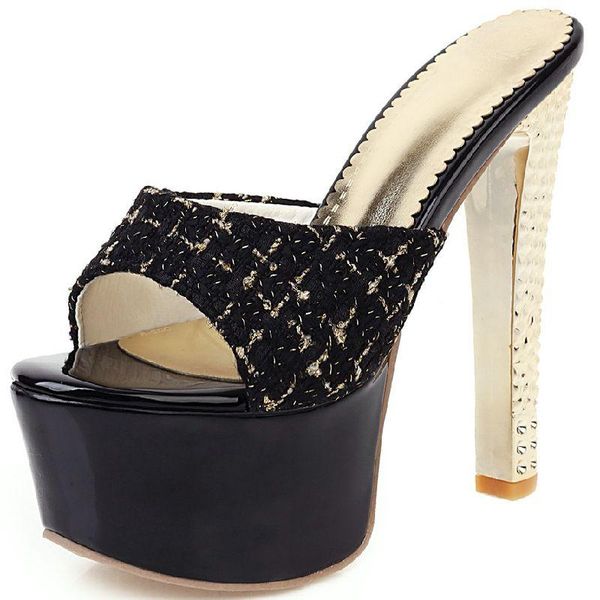 slippers 2021 summer women's cloth pu square heel platform 5 cm super high fashion plus big size 48 ladies shoes, Black
slippers 2021 summer women's cloth pu square heel platform 5 cm super high fashion plus big size 48 ladies shoes, Black
