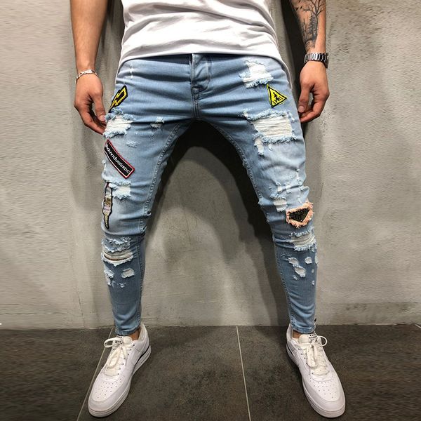 2021 new hole bae embroidery label fashion pencil men's european style large size s-3xl 0is7, Blue
2021 new hole bae embroidery label fashion pencil men's european style large size s-3xl 0is7, Blue