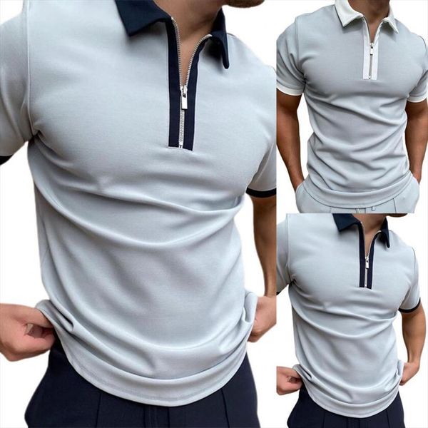 men shirt color matching short mens sleeves lightweight summer zipper male casual slim grey tees plus size, White;black
men shirt color matching short mens sleeves lightweight summer zipper male casual slim grey tees plus size, White;black