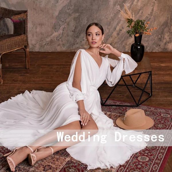 other wedding dresses chiffon hollowed-out sleeves pearl cuff dress criss-cross neck sash high slit pleated bridal gown offer a veil, White
other wedding dresses chiffon hollowed-out sleeves pearl cuff dress criss-cross neck sash high slit pleated bridal gown offer a veil, White