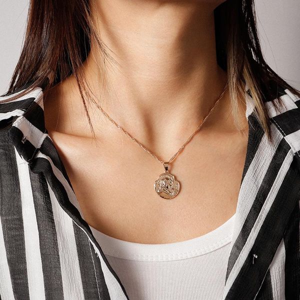 pendant necklaces fahsion coin portrait pendent for women simple style twist chain female jewelry trinkets gifts accessories, Silver
pendant necklaces fahsion coin portrait pendent for women simple style twist chain female jewelry trinkets gifts accessories, Silver