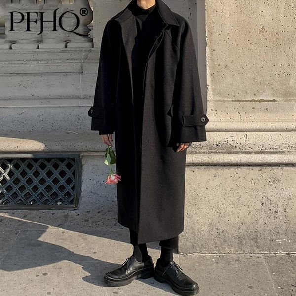 men's wool & blends pfhq men winter woolen and mixtures coat long korean style fashion thickened loose single breasted overcoat 21d1142, Black
men's wool & blends pfhq men winter woolen and mixtures coat long korean style fashion thickened loose single breasted overcoat 21d1142, Black